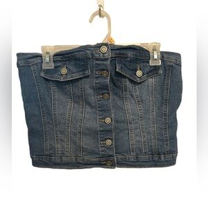 Project Rebel Denim Jean tube top Shirt 
Crop Top size large nwt